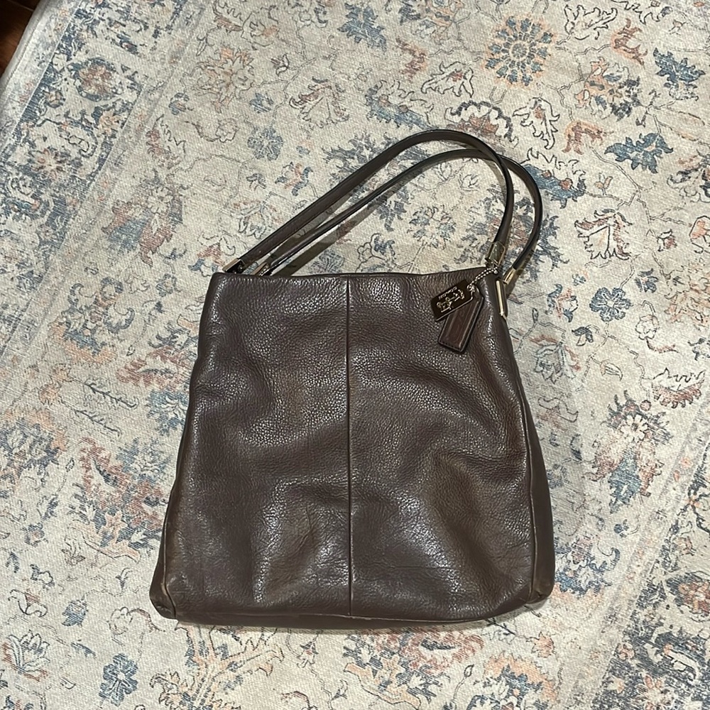 Coach Edie Purse - Chocolate brown with purple satin interior